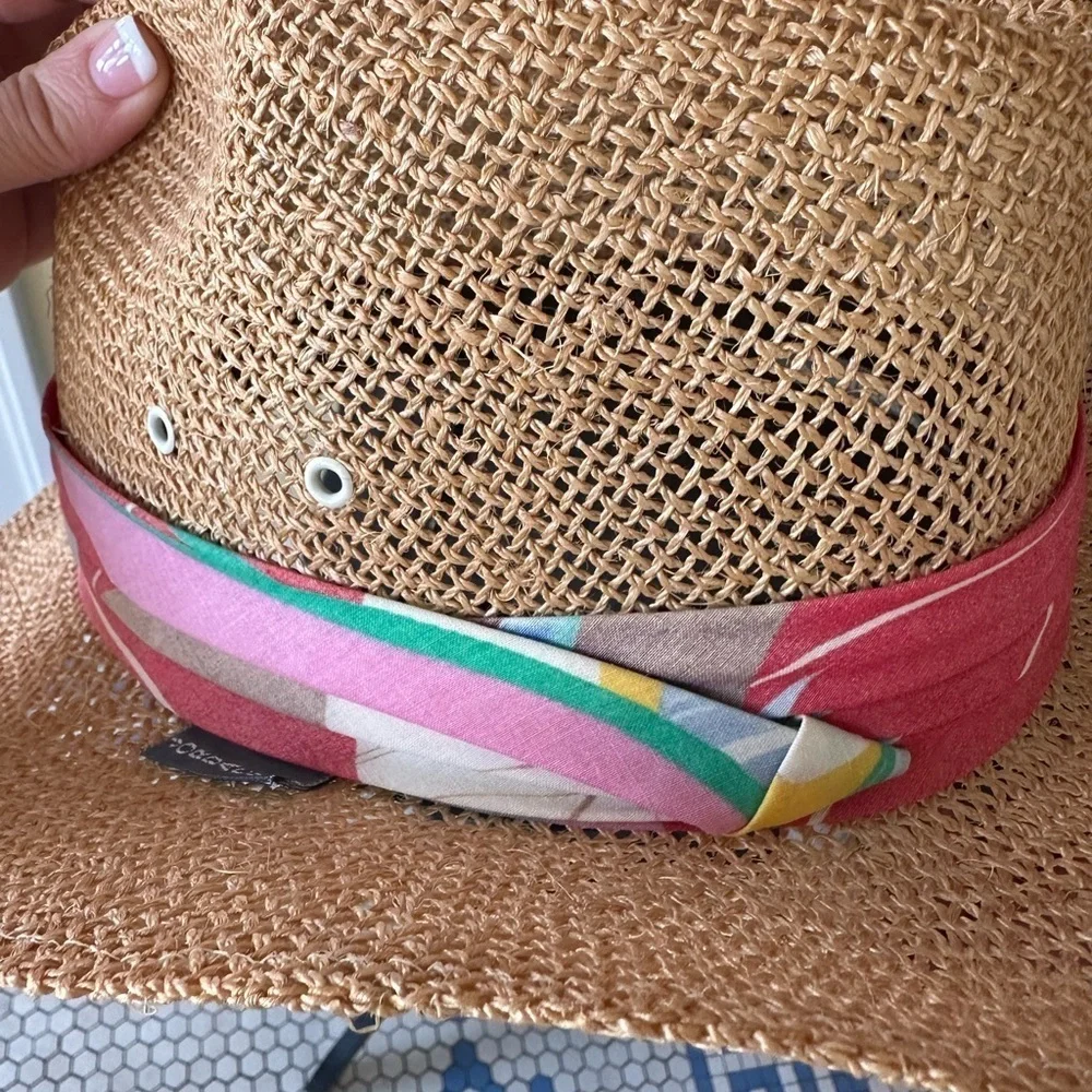 Jordache | Vintage 80’s Straw Fedora with Colorful Band